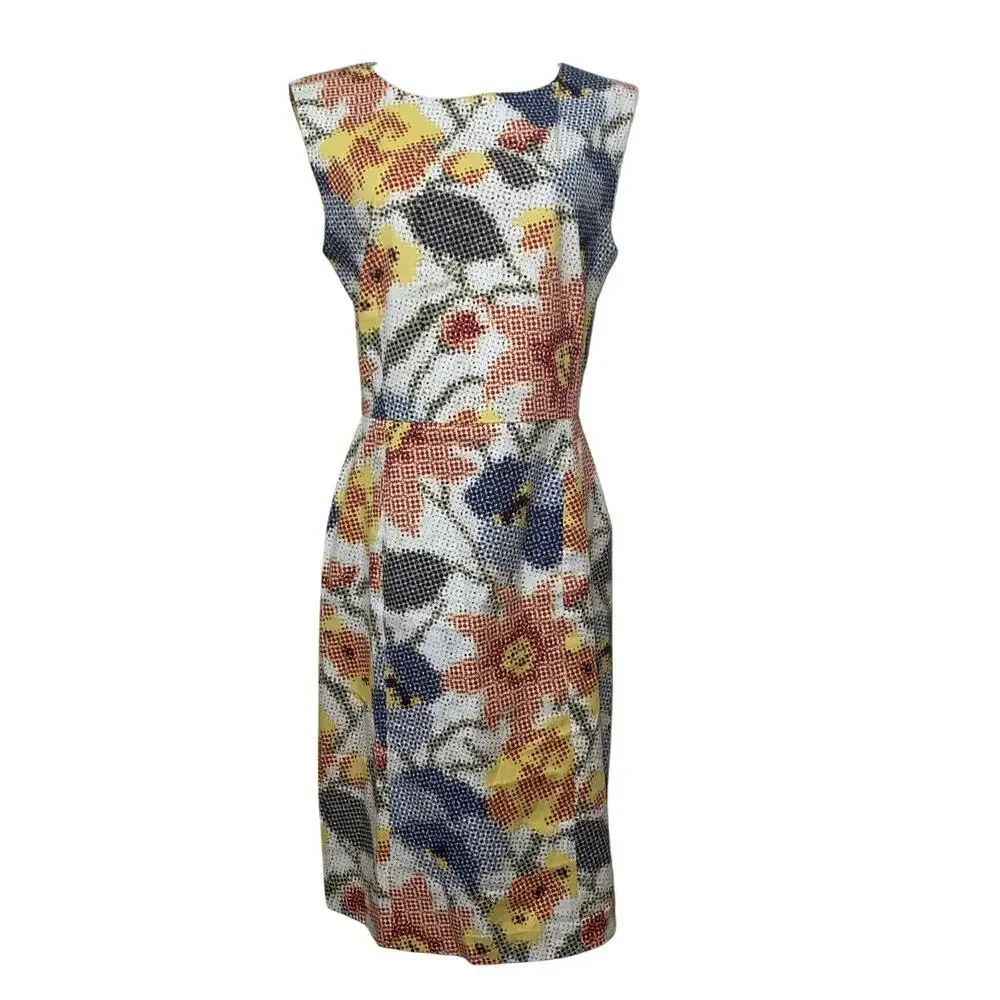 Kate Spade Saturday Dress Size 8 Sleeveless Abstract Multicolor Floral Zip